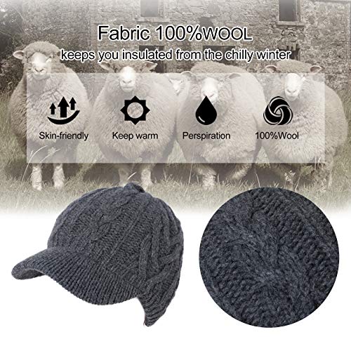 Jeff & Aimy Wool Knitted Visor Beanie Cap Jeff & Aimy Wool Knitted Visor Beanie Cap